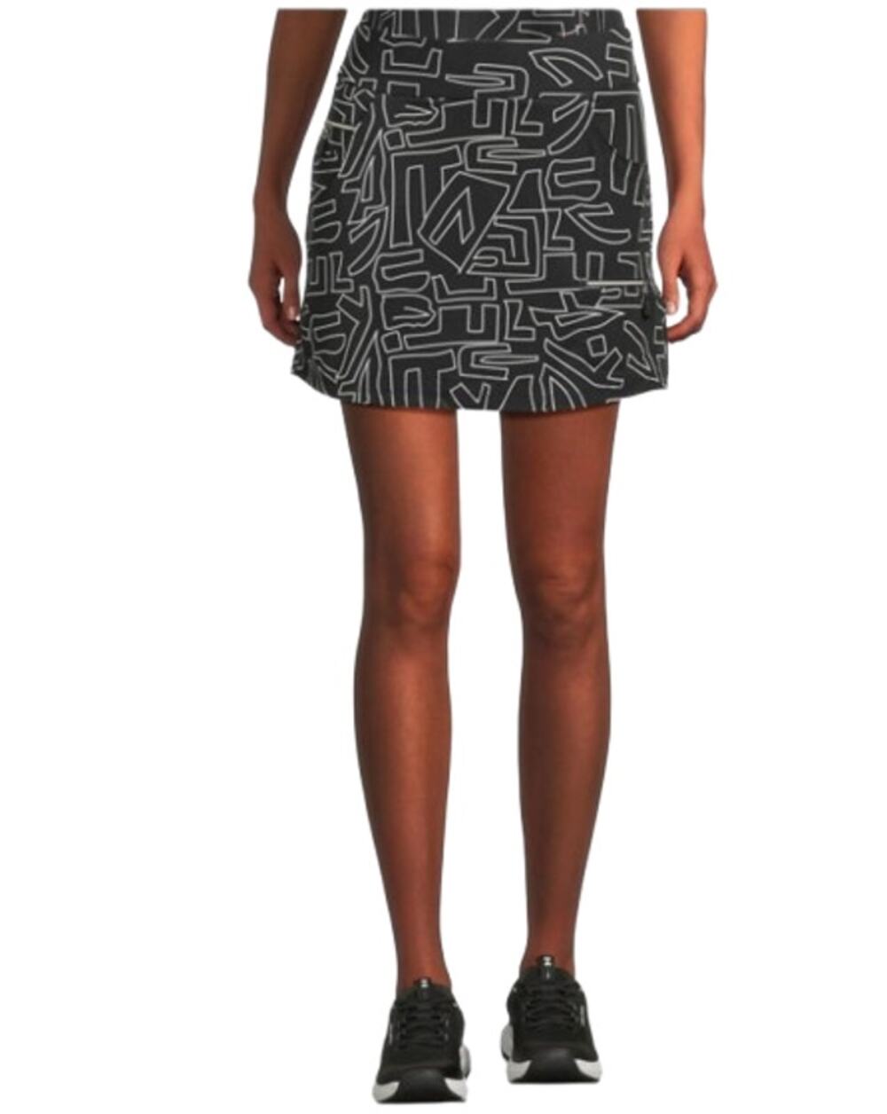 JAMIE SADOCK Women's 16" Hieroglyphics Skort Large Jet Black Print SPF NWT